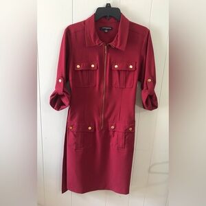 Red Dress with Belt & Gold Buttons